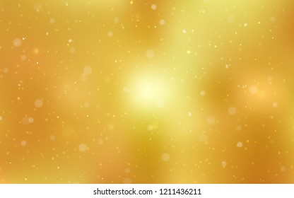 Dark Yellow vector template with ice snowflakes. Snow on blurred abstract background with gradient. New year design for your ad, poster, banner.