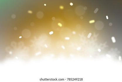 Dark Yellow vector template with ice snowflakes. Glitter abstract illustration with crystals of ice. New year design for your business advert.