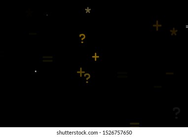 Dark Yellow vector template with math simbols. Blurred design in simple style with collection of numerals. Pattern for posters, banners of math books.
