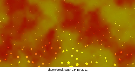 Plantilla de vector amarillo oscuro con estrellas de neón. Ilustración colorida con estrellas de gradiente abstractas. Patrón de anuncios de año nuevo, folletos.
