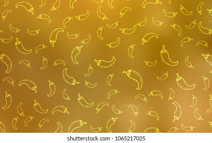 Dark Yellow vector template with organic peppers. Decorative shining illustration with peppers on abstract template. Template for meal cooking in kitchen.