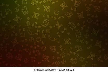 Dark Yellow vector template with organic meal. Blurred decorative design of snacks in doodle style. Design for ad, poster, banner of cafes or restaurants.