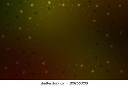 Dark Yellow vector template with sky stars. Decorative shining illustration with stars on abstract template. The template can be used as a background.