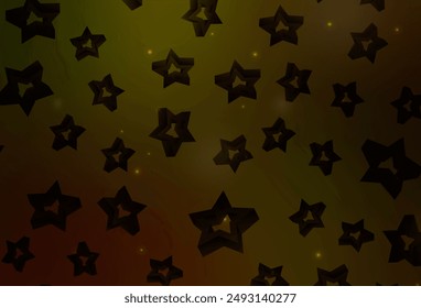 Dark Yellow vector template with sky stars. Shining colored illustration with stars. Pattern for futuristic ad, booklets.
