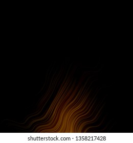 Dark Yellow vector template with wry lines. Illustration in halftone style with gradient curves. Pattern for websites, landing pages.