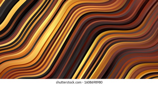 Dark Yellow vector template with wry lines. Colorful illustration in abstract style with bent lines. Template for your UI design.
