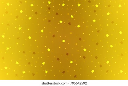 Dark Yellow vector texture with beautiful stars. Shining colored illustration with stars. The pattern can be used for wrapping gifts.