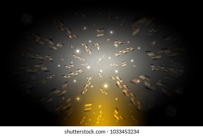 Dark Yellow vector texture with birthday confetti. Decorative shining illustration with ribbons on abstract template. New design for ad, poster, banner of your Party.