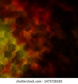 Dark Yellow vector texture with colorful hexagons. Glitter abstract illustration in hexagonal style. Pattern for texture of wallpapers.