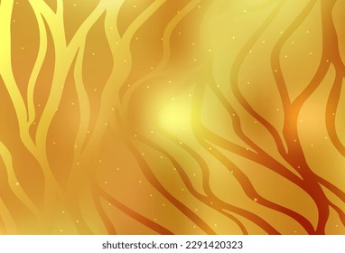Textura vectorial amarilla oscura con líneas curvas. Muestra con líneas de colores, formas. Patrón para su diseño.