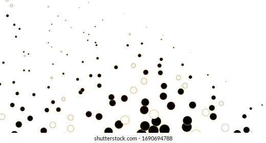 Textura vectorial amarillo oscuro con discos. Ilustración abstracta con puntos coloridos al estilo natural. Nueva plantilla para un libro de marcas.