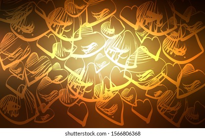 Dark Yellow vector texture with lovely hearts. Illustration with hearts in love concept for valentine's day. Design for ad, poster, banner of Valentine Day.