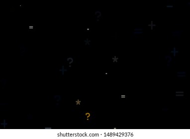Dark Yellow vector texture with mathematic symbols. Modern geometrical illustration with numerals. Template for landing page of typography.