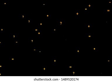 Dark Yellow vector texture with mathematic symbols. Illustration with Numeral symbols on abstract template. Smart design for university advert.