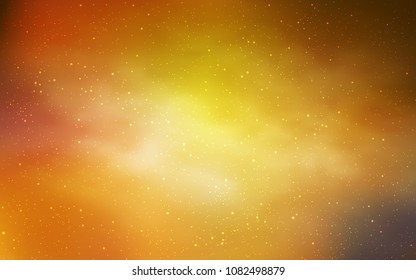 Dark Yellow vector texture with milky way stars. Shining colored illustration with bright astronomical stars. Template for cosmic backgrounds.