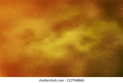 Dark Yellow vector texture with milky way stars. Shining colored illustration with bright astronomical stars. Pattern for futuristic ad, booklets.