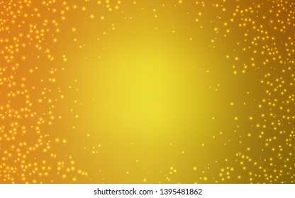 Dark Yellow vector texture with milky way stars. Space stars on blurred abstract background with gradient. Best design for your ad, poster, banner.