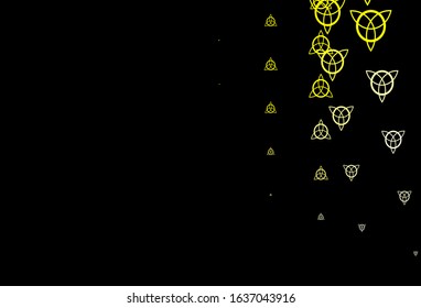 Dark Yellow vector texture with religion symbols. Abstract illustration with gothic gradient shapes. Best design halloween events.