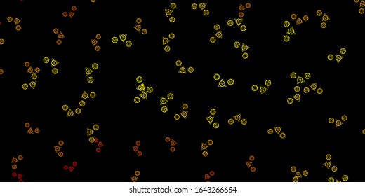 Dark Yellow vector texture with religion symbols. Abstract illustration with gothic gradient shapes. Design for magic, spiritual events.