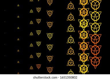 Dark Yellow vector texture with religion symbols. Colorful mystic symbols with a gradient in ancient style. Background for esoteric, mystic designs.
