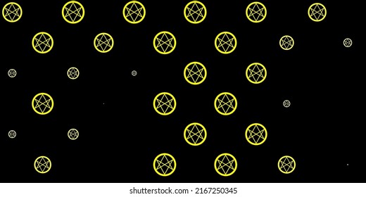 Dark Yellow vector texture with religion symbols. Abstract illustration with gothic gradient shapes. Background for esoteric, mystic designs.