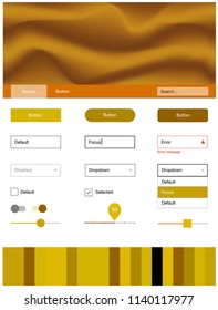 Dark Yellow vector ui ux kit with lines, ovals. Elegant bright illustration with gradient  in memphis style. This template you can use for websites.