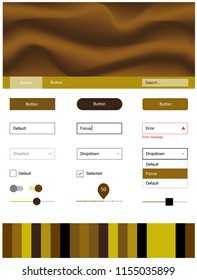 Dark Yellow vector ui ux kit with lines, ovals. Colorful illustration in abstract memphis style with gradient. This template you can use for landing pages.