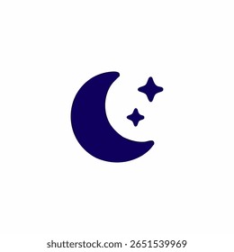 Lua crescente azul-escura com duas estrelas