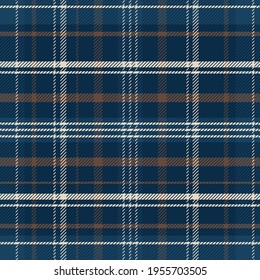 Darkblue men's textile plaid vector seamless repeat pattern.