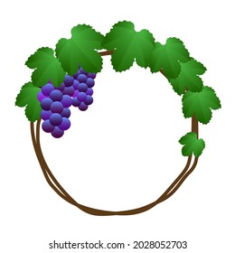 Dark-colored Grapes And Grape Vine Wreath 