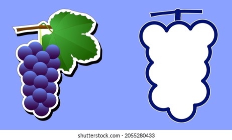 Dark-colored grapes sticker and grapes-shaped frame.
Materials useful for creating leaflets, posters and web advertisements.