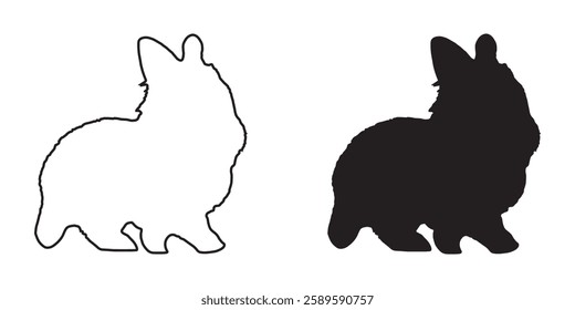 Darkened Rabbit Silhouette - Bold Rabbit Vector for Illustrations
