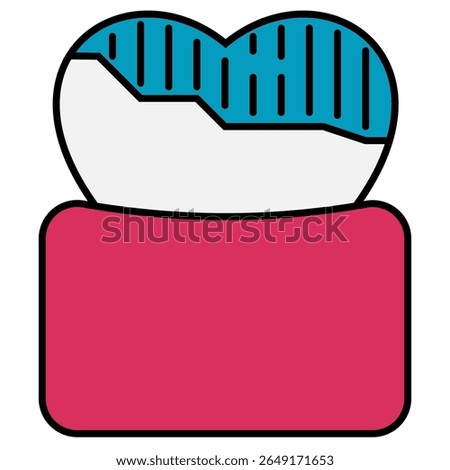 Darkened Tooth filled outline isolated on white