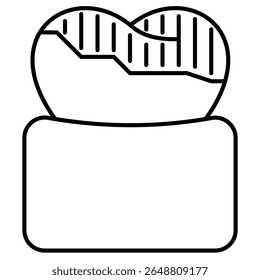 Darkened Tooth outline icon isolated on white 