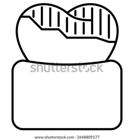 Darkened Tooth outline icon isolated on white 