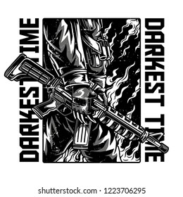 Darkest Time Black n White Illustration