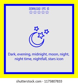 Dark,evening, midnight  line icon