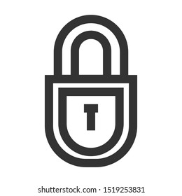 Dark-grey padlock. Vector icon. Safeguard, protection and security.