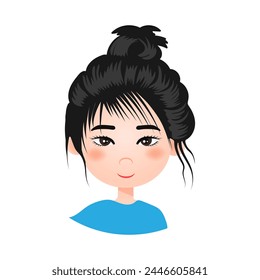 Chica de pelo oscuro. Un icono plano. Ilustración vectorial