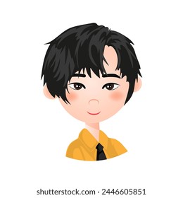 Dark-Haired Guy. A flat icon. Vector illustration