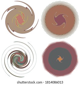 Darkish abstract spiral, swirl, twirl and vortex shapes