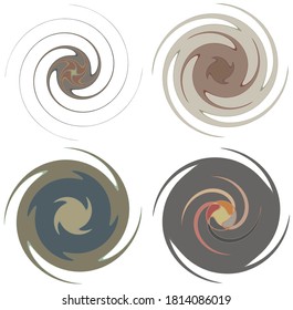 Darkish abstract spiral, swirl, twirl and vortex shapes