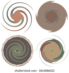 Darkish abstract spiral, swirl, twirl and vortex shapes