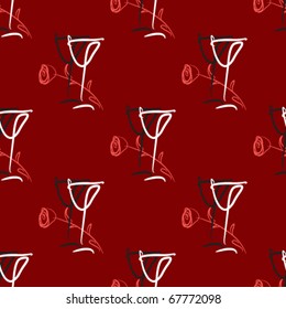 darkly red background  with two wineglasses black and white and rose
