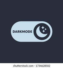 darkmode black and blue switch icon - concept of web interface switch to dark or night mode with moon and star - flat and minimalist modern logo with background – isolated  vector illustration