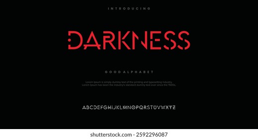 Darkness alphabet font. Typography, Creative urban sport fashion futuristic font and with numbers. vector illustration