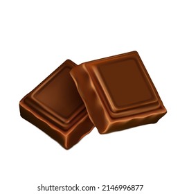 Darkness Chocolate Delicious Dessert Slices Vector. Chunk Of Chocolate Candies Pastry Eatery Nutrition Pieces, Dark Cocoa Delicacy Product. Confection Healthy Snack Template Realistic 3d Illustration