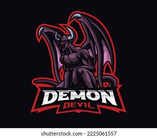 Darkness devil mascot logo design. Devil vector illustration. Logo illustration for mascot or symbol and identity, emblem sports or e-sports gaming team
