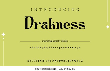 Darkness Elegant luxury abstract wedding fashion logo font alphabet. Minimal classic  urban fonts for logo, brand etc. Typography typeface uppercase lowercase and number. vector illustration