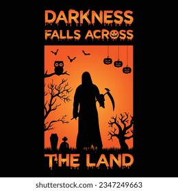 Darkness falls across Halloween T shirt Design